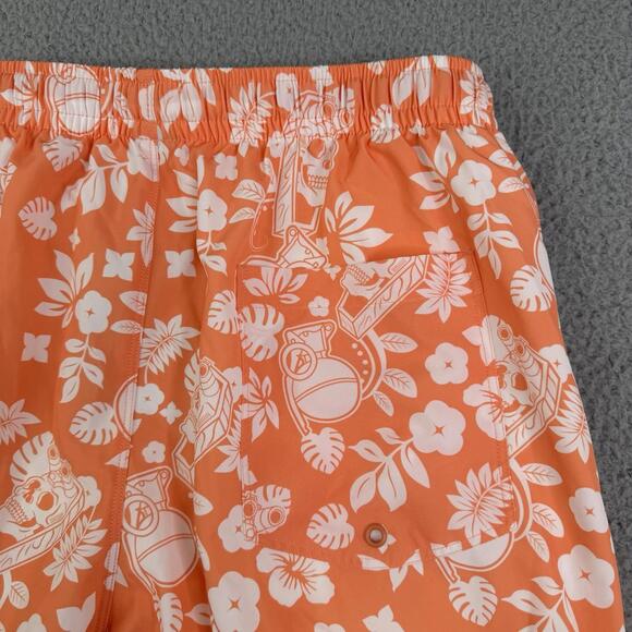 Grunt Style Men's Large Swim Trunks Tropical Death Orange White 7" Inseam Liner - Picture 14 of 14